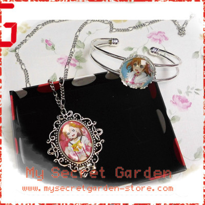 Love Live ! School Idol Project ラブライブ Honoka Kousaka anime Cabochon Necklace and Bracelet Set Love Live ! School Idol Project ラブライブ Honoka Kousaka anime Cabochon Necklace and Bracelet Set